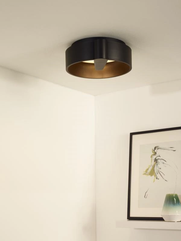 Lucide MIAMI - Plafonnière - Ø 30 cm - LED Dimb. - 1x13W 3000K - Zwart - sfeer 1